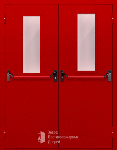Фото двери «Двупольная с стеклом и антипаникой (красная)» в Рузе