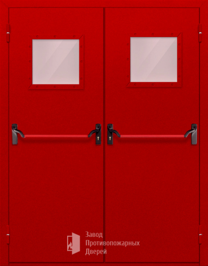 Фото двери «Двупольная со стеклопакетом и антипаникой (красная)» в Рузе