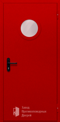 Фото двери «Однопольная с круглым стеклом (красная)» в Рузе