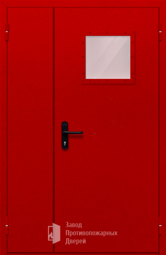 Фото двери «Полуторная со стеклопакетом (красная)» в Рузе