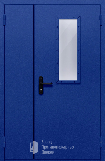Фото двери «Полуторная со стеклом (синяя)» в Рузе