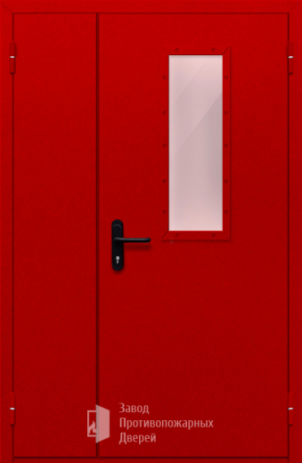 Фото двери «Полуторная со стеклом (красная)» в Рузе