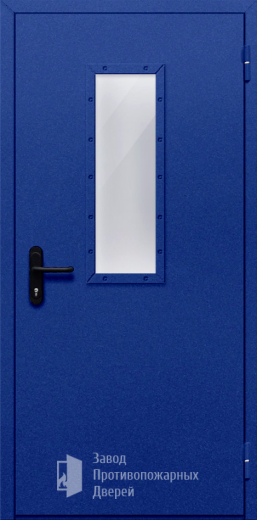 Фото двери «Однопольная со стеклом (синяя)» в Рузе