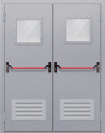 Фото двери «Двупольная со стеклопакетом и решеткой (антипаника)» в Рузе