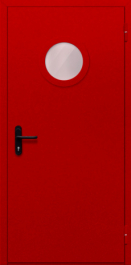 Фото двери «Однопольная с круглым стеклом (красная)» в Рузе