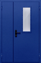 Фото двери «Полуторная со стеклом (синяя)» в Рузе