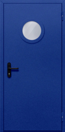 Фото двери «Однопольная с круглым стеклом (синяя)» в Рузе