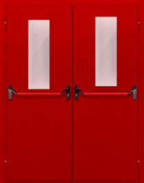 Фото двери «Двупольная с стеклом и антипаникой (красная)» в Рузе