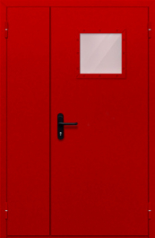 Фото двери «Полуторная со стеклопакетом (красная)» в Рузе