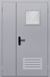 Фото двери «Полуторная со стеклопакетом и решеткой» в Рузе