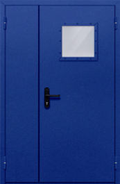 Фото двери «Полуторная со стеклопакетом (синяя)» в Рузе